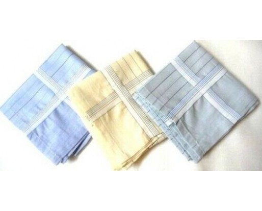 SET of 3 Men's Cotton Handkerchief Hanky - 17 inches Pocket Square
